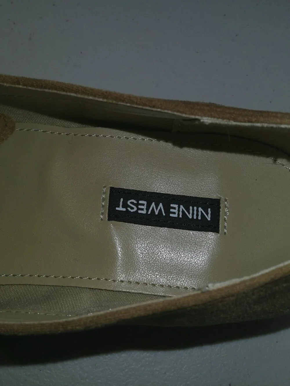 Nine West Oriah 2 Loafers 9M Cognac Suede Gold Chain Square Toe Chic